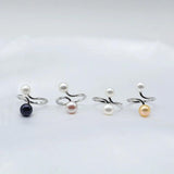 Double Pearl Women's Ring Natural Freshwater Pearl Adjustable Jewelry