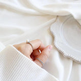 925 Silver Freshwater Pearl Open Rings Vintage Style Women