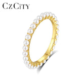 925 Silver Freshwater Pearls Stacked Finger Ring for Women