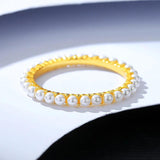 925 Silver Freshwater Pearls Stacked Finger Ring for Women