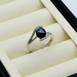 Freshwater Pearl Ring Cubic Zirconia Stone Silver Adjustable Size