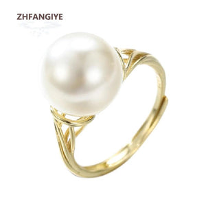 Silver 925 Pearl Ring Women's Jewelry Open Finger Wedding Engagement Gift