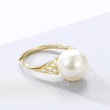Silver 925 Pearl Ring Women's Jewelry Open Finger Wedding Engagement Gift