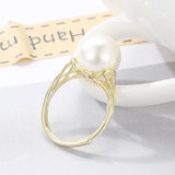 Silver 925 Pearl Ring Women's Jewelry Open Finger Wedding Engagement Gift