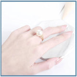 Silver 925 Pearl Ring Women's Jewelry Open Finger Wedding Engagement Gift