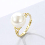 Silver 925 Pearl Ring Women's Jewelry Open Finger Wedding Engagement Gift