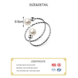 925 Silver Adjustable Pearl Spiral Ring