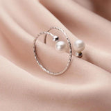 925 Silver Adjustable Pearl Spiral Ring
