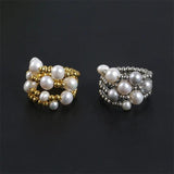 Adjustable Plastic Bead Pearl Rings