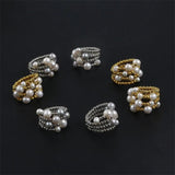 Adjustable Plastic Bead Pearl Rings