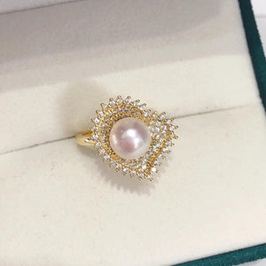 Freshwater Pearl Heart-shaped Wedding Ring 14K Plated
