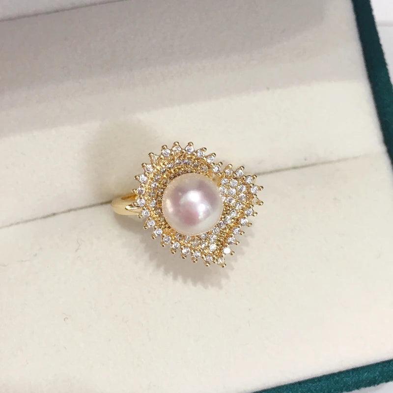 Freshwater Pearl Heart-shaped Wedding Ring 14K Plated