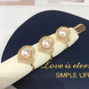 Freshwater Pearl Heart-shaped Wedding Ring 14K Plated