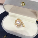 Freshwater Pearl Heart-shaped Wedding Ring 14K Plated