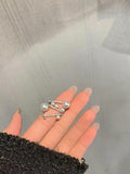 925 Silver Pearl Wedding Engagement Ring Jewelry Gift