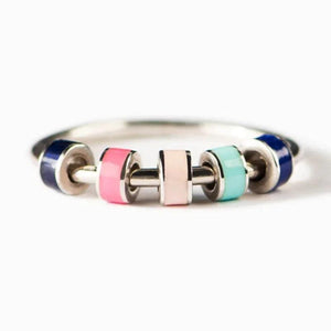 Enamel Beaded 925 Silver Ring for Stress Relief