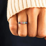 Enamel Beaded 925 Silver Ring for Stress Relief