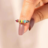 Enamel Beaded 925 Silver Ring for Stress Relief