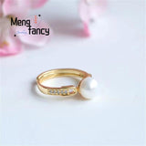 Freshwater Pearl Diamond Ring for Women Fine Jewelry