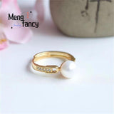 Freshwater Pearl Diamond Ring for Women Fine Jewelry