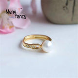 Freshwater Pearl Diamond Ring for Women Fine Jewelry