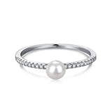 925 Silver Pearl Ring Zircon Jewelry Fine Accessories Wedding Gift