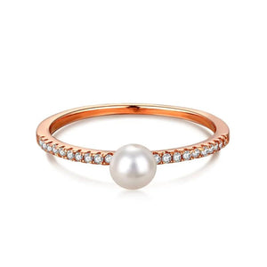 925 Silver Pearl Ring Zircon Jewelry Fine Accessories Wedding Gift