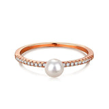 925 Silver Pearl Ring Zircon Jewelry Fine Accessories Wedding Gift