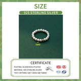 925 Silver Pearl Bead Ring for Women Adjustable Geometry Jewelry