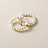 925 Silver Pearl Bead Ring for Women Adjustable Geometry Jewelry