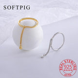 925 Silver Chain Tassel Bead Adjustable Ring Women Fine Jewelry