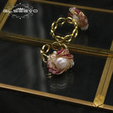 Crystal Wound Pearl Ring Layer Winding Rings for Men Women Wedding Band