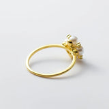 925 Silver Wedding Jewelry Pearl Zircon Flower Rings