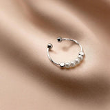 925 Silver Pearl Open Ring Smooth Jewelry Gift