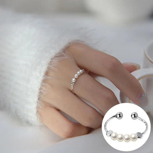 925 Silver Pearl Open Ring Smooth Jewelry Gift