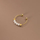 925 Silver Pearl Open Ring Smooth Jewelry Gift