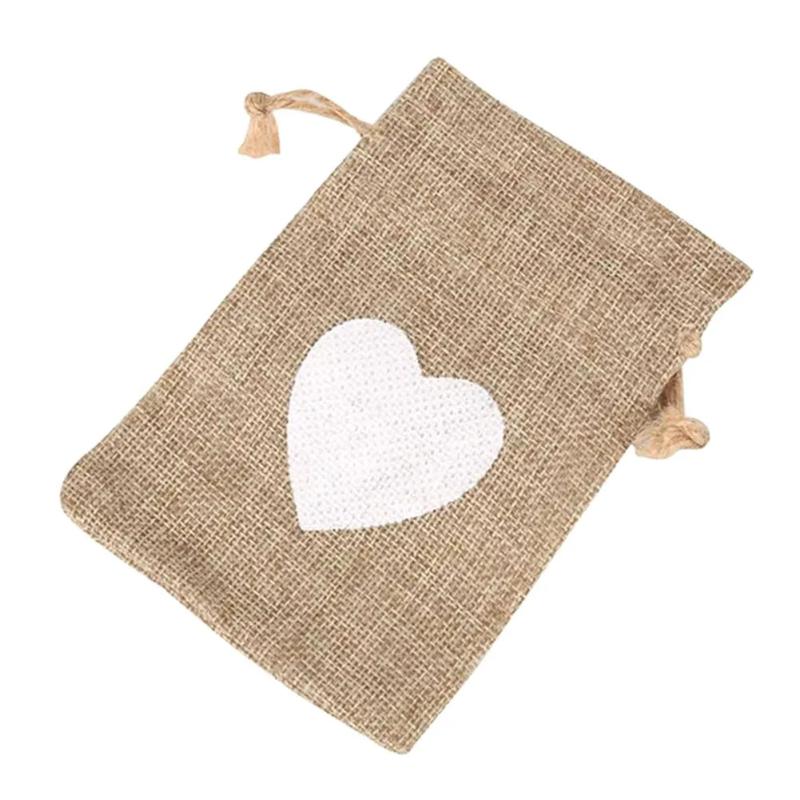 Jute Linen Jewelry Drawstring Pouch Gift Bag for Wedding Christmas DIY