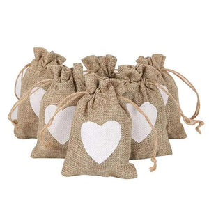 Jute Linen Jewelry Drawstring Pouch Gift Bag for Wedding Christmas DIY