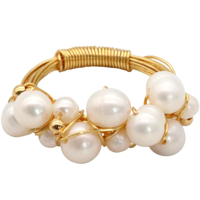 14k Gold-Filled Vintage Ring with Multiple Pearls