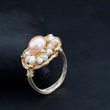 14k Gold-Filled Vintage Ring with Multiple Pearls