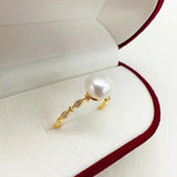 Natural Pearl Ring 14k Filled Zircon Jewelry Gift
