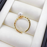 Natural Pearl Ring 14k Filled Zircon Jewelry Gift