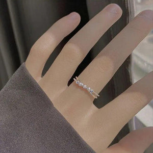 S925 Silver Pearl Ring Female Adjustable