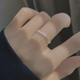 S925 Silver Pearl Ring Female Adjustable