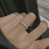 S925 Silver Pearl Ring Female Adjustable