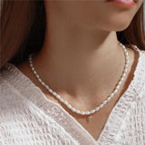 925 Sterling Silver Pearl Necklace Emerald Cross Pendant