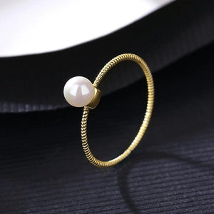 Thin Freshwater Pearl Ring for Women Stackable Wedding Bridal Rings