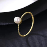 Thin Freshwater Pearl Ring for Women Stackable Wedding Bridal Rings