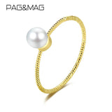 Thin Freshwater Pearl Ring for Women Stackable Wedding Bridal Rings
