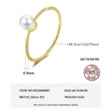 Thin Freshwater Pearl Ring for Women Stackable Wedding Bridal Rings
